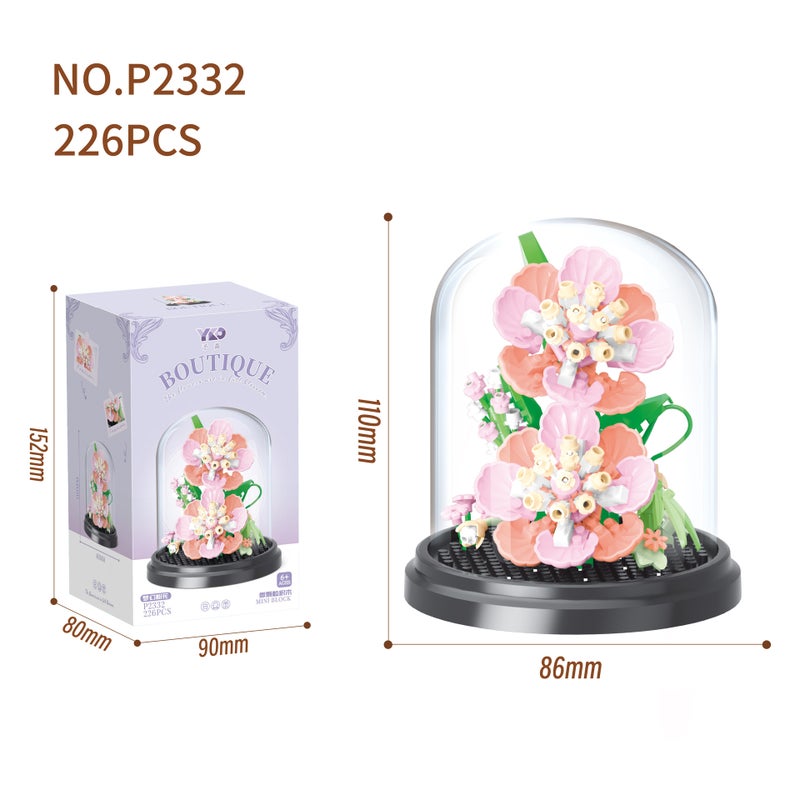 Yu Gao Building Blocks Flower Potted Rose Assembled Eternal Flowers Small Particle Building Blocks Creative Desktop Ornaments Toys - Image 1